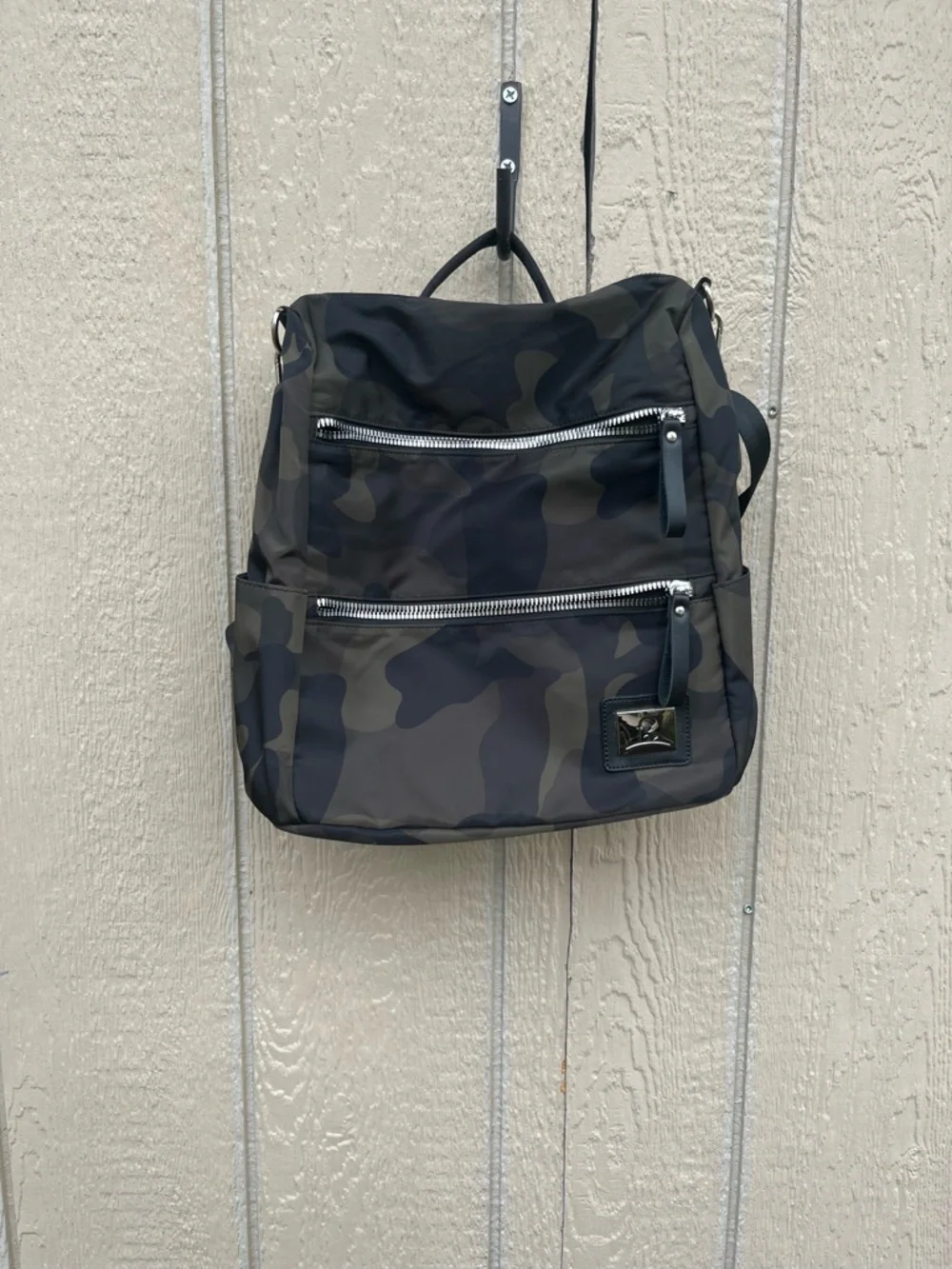 Camo Convertible Crossbody Shoulder Bag Backpack Green Brown